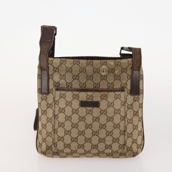 GUCCI GG Canvas Schoudertas 4-delige Set Zwart Beige Auth 178854