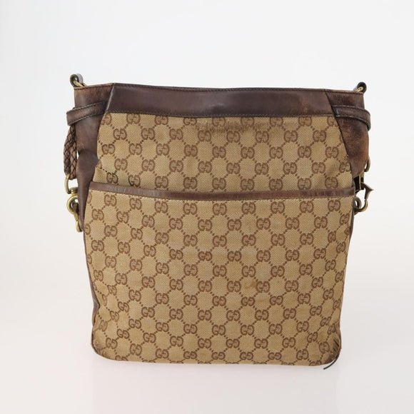 GUCCI GG Canvas Schoudertas 4-delige Set Zwart Beige Auth 178854