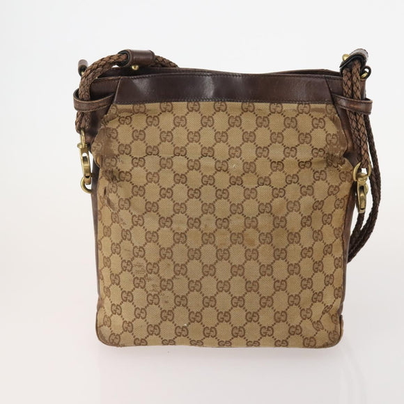 GUCCI GG Canvas Schoudertas 4-delige Set Zwart Beige Auth 178854