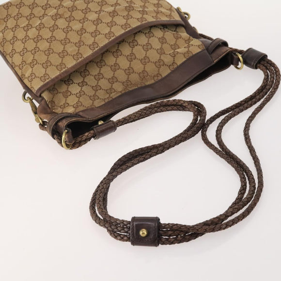 GUCCI GG Canvas Schoudertas 4-delige Set Zwart Beige Auth 178854
