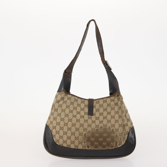 GUCCI GG Canvas Web Sherry Line Shoulder Bag PVC 4 Set Beige Auth 178855