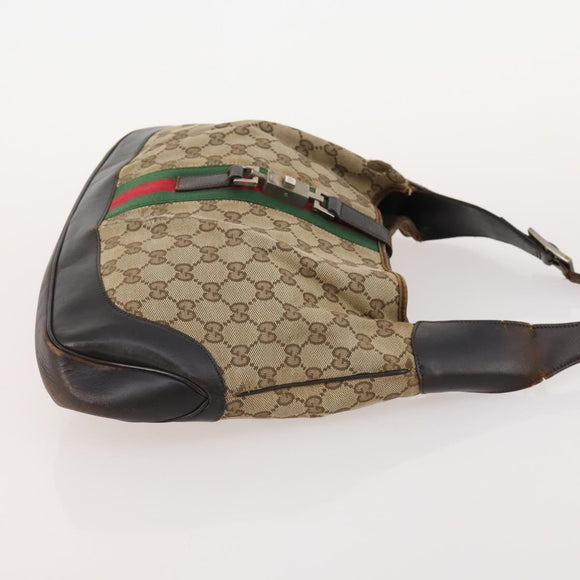 GUCCI GG Canvas Web Sherry Line Shoulder Bag PVC 4 Set Beige Auth 178855
