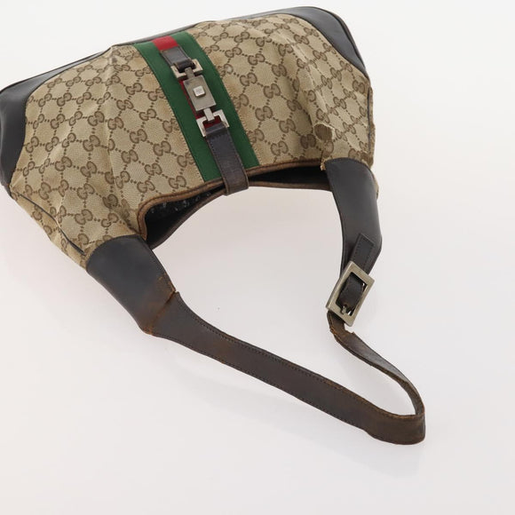 GUCCI GG Canvas Web Sherry Line Shoulder Bag PVC 4 Set Beige Auth 178855