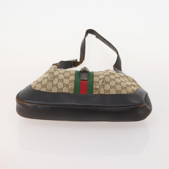 GUCCI GG Canvas Web Sherry Line Shoulder Bag PVC 4 Set Beige Auth 178855