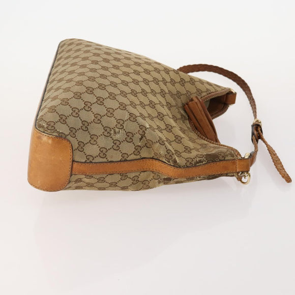 GUCCI GG Canvas Web Sherry Line Shoulder Bag PVC 4 Set Beige Auth 178855