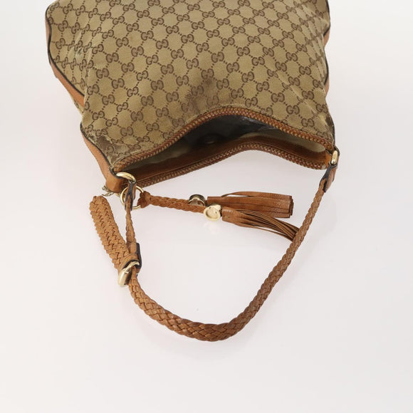 GUCCI GG Canvas Web Sherry Line Shoulder Bag PVC 4 Set Beige Auth 178855