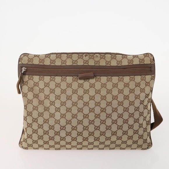 GUCCI GG Canvas Web Sherry Line Shoulder Bag PVC 4 Set Beige Auth 178855