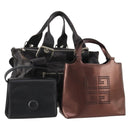 GIVENCHY Chloe Hand Bag Leather 3 Set Black Brown Auth 178857-1
