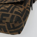 FENDI Zucca Canvas Mamma Baguette Shoulder Bag Black Brown Auth 178866SAM-14
