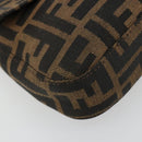 FENDI Zucca Canvas Mamma Baguette Shoulder Bag Black Brown Auth 178866SAM-15