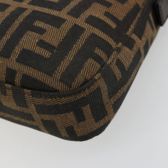FENDI Zucca Canvas Mamma Baguette Shoulder Bag Black Brown Auth 178866SAM