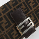 FENDI Zucca Canvas Mamma Baguette Shoulder Bag Black Brown Auth 178866SAM-18