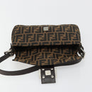 FENDI Zucca Canvas Mamma Baguette Shoulder Bag Black Brown Auth 178866SAM-19