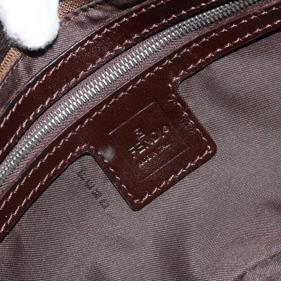 FENDI Zucca Canvas Mamma Baguette Shoulder Bag Black Brown Auth 178866SAM