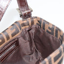 FENDI Zucca Canvas Mamma Baguette Shoulder Bag Black Brown Auth 178866SAM-22