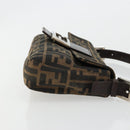 FENDI Zucca Canvas Mamma Baguette Shoulder Bag Black Brown Auth 178866SAM-3