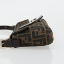 FENDI Zucca Canvas Mamma Baguette Shoulder Bag Black Brown Auth 178866SAM-4