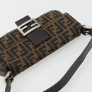 FENDI Zucca Canvas Mamma Baguette Shoulder Bag Black Brown Auth 178866SAM-6