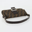 FENDI Zucca Canvas Mamma Baguette Shoulder Bag Black Brown Auth 178866SAM-7