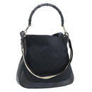 GUCCI GG Canvas Bamboo Schoudertas 2-weg Zwart Zilver 001 4095 Auth 178867-1