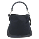 GUCCI GG Canvas Bamboo Schoudertas 2-weg Zwart Zilver 001 4095 Auth 178867-13