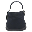 GUCCI GG Canvas Bamboo Schoudertas 2-weg Zwart Zilver 001 4095 Auth 178867-2