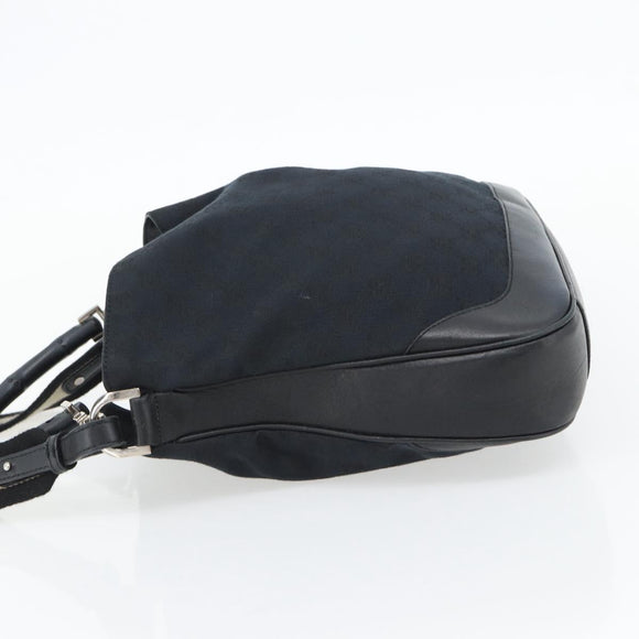 GUCCI GG Canvas Bamboo Schoudertas 2-weg Zwart Zilver 001 4095 Auth 178867