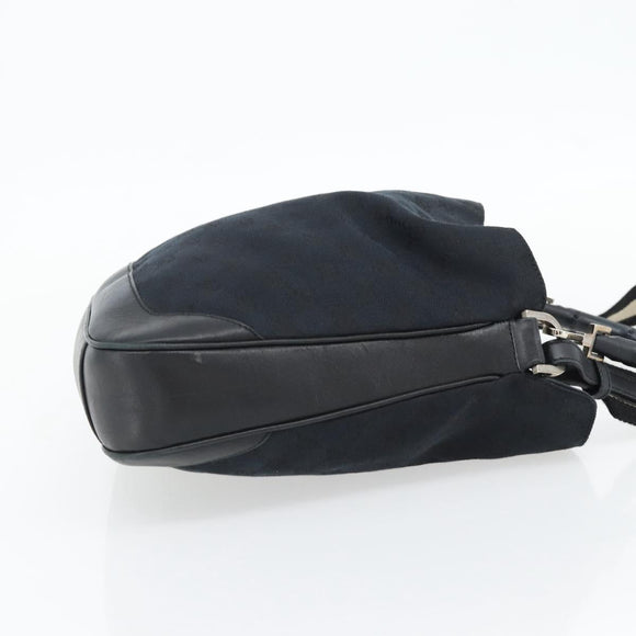 GUCCI GG Canvas Bamboo Schoudertas 2-weg Zwart Zilver 001 4095 Auth 178867