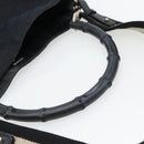 GUCCI GG Canvas Bamboo Schoudertas 2-weg Zwart Zilver 001 4095 Auth 178867-7