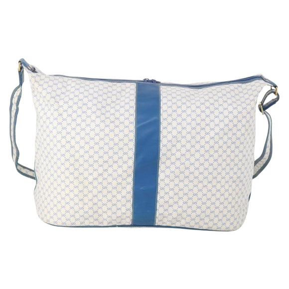 GUCCI Micro GG Supreme Shoulder Bag PVC Blue Gold Auth 178868