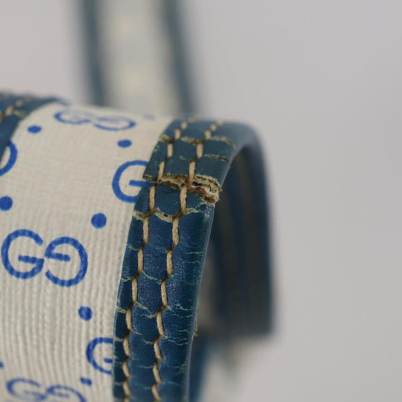 GUCCI Micro GG Supreme Shoulder Bag PVC Blue Gold Auth 178868