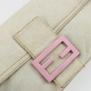 FENDI Mamma Baguette Shoulder Bag Cotton Gray Silver Auth 178871-16