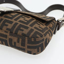 FENDI Zucca Canvas Mamma Baguette Shoulder Bag Black Brown Auth 178872SAM-10