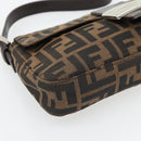 FENDI Zucca Canvas Mamma Baguette Shoulder Bag Black Brown Auth 178872SAM-11