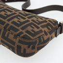 FENDI Zucca Canvas Mamma Baguette Shoulder Bag Black Brown Auth 178872SAM-12