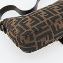 FENDI Zucca Canvas Mamma Baguette Shoulder Bag Black Brown Auth 178872SAM-13