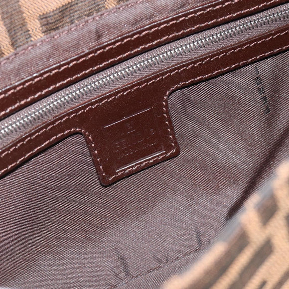 FENDI Zucca Canvas Mamma Baguette Shoulder Bag Black Brown Auth 178872SAM
