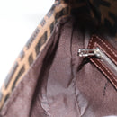 FENDI Zucca Canvas Mamma Baguette Shoulder Bag Black Brown Auth 178872SAM-18