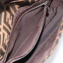 FENDI Zucca Canvas Mamma Baguette Shoulder Bag Black Brown Auth 178872SAM-20