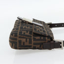 FENDI Zucca Canvas Mamma Baguette Shoulder Bag Black Brown Auth 178872SAM-5