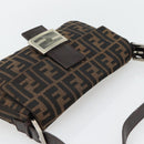 FENDI Zucca Canvas Mamma Baguette Shoulder Bag Black Brown Auth 178872SAM-6