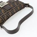 FENDI Zucca Canvas Mamma Baguette Shoulder Bag Black Brown Auth 178872SAM-7