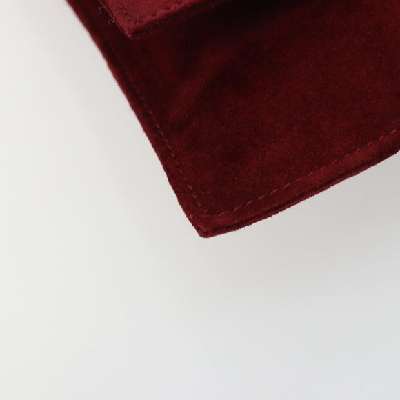 FENDI Plastic Chain Shoulder Bag Suede Red Auth 178876