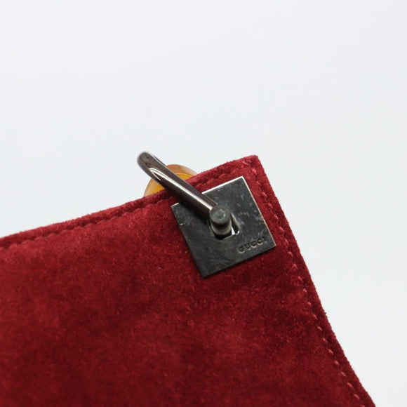 FENDI Plastic Chain Shoulder Bag Suede Red Auth 178876