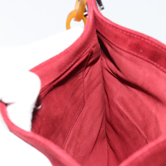 FENDI Plastic Chain Shoulder Bag Suede Red Auth 178876