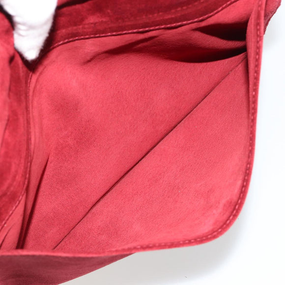 FENDI Plastic Chain Shoulder Bag Suede Red Auth 178876