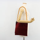 FENDI Plastic Chain Shoulder Bag Suede Red Auth 178876-22