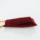 FENDI Plastic Chain Shoulder Bag Suede Red Auth 178876-5