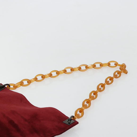 FENDI Plastic Chain Shoulder Bag Suede Red Auth 178876