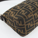FENDI Zucca Canvas Mamma Baguette Shoulder Bag Black Brown Auth 178877SAM-15